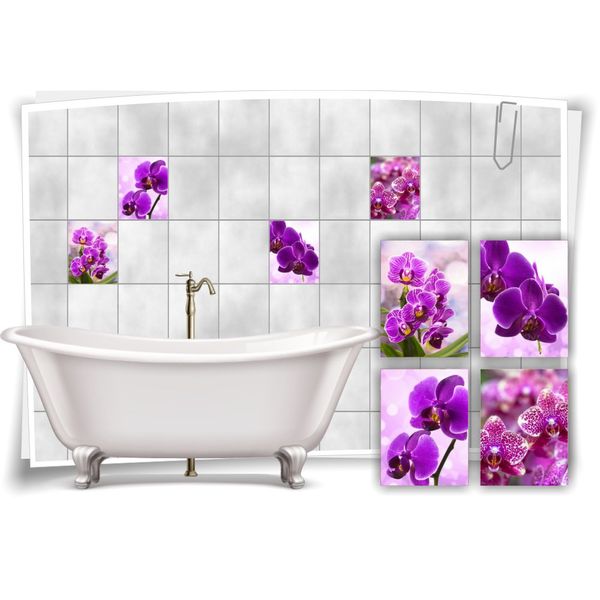 Medianlux Fliesenaufkleber Fliesenbild Blumen Orchidee SPA Wellness Dekoration Badezimmer Fliesen Bad Deko, 20x25cm fp5p18h-57682