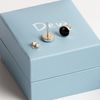 Dew Sterling Silver and Black Onyx Shell Round Stud Earrings