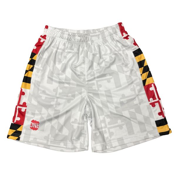 Whitescale & Maryland Flag Color Sides / Running Shorts (Men) - X-Large / White