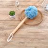 Arswin Loofah Back Scrubber for Shower,Wooden Handle Bath Sponge Lufa Shower Brush, Soft Nylon Mesh Back Cleaner Washer, Body Brush for Women&Kids Bathroom Shower Accessories (Blue)