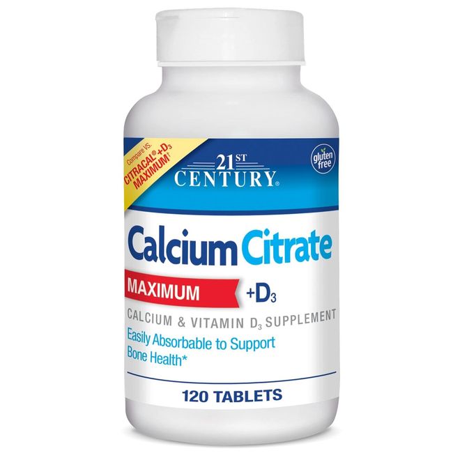 21st Century Calcium Citrate Plus D Maximum Caplets, 120 Count