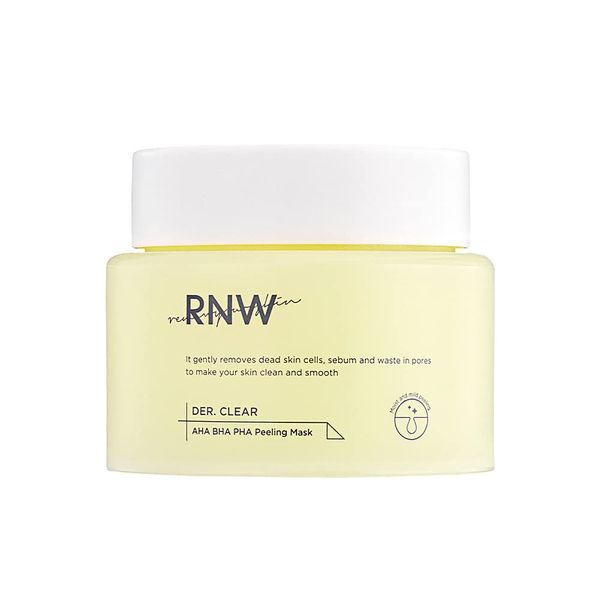 RNW Der. Clear AHA BHA PHA Peeling Mask 90ml / 3.04 fl. Oz | Gentle Deep Facial Exfoliating Gel Pack for Clear Smooth Skin and Clean Pores, Suitable for Sensitive Skin | Korean Skincare