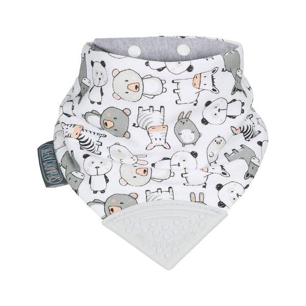 Cheeky Chompers Baby Bibs with Teether | 2 months+ Teething Bibs, Toddler Bibs | Reversible Dribble Bib & Baby Teether | Multi-Award Winning Neckerchew (Panda Pals, Single)