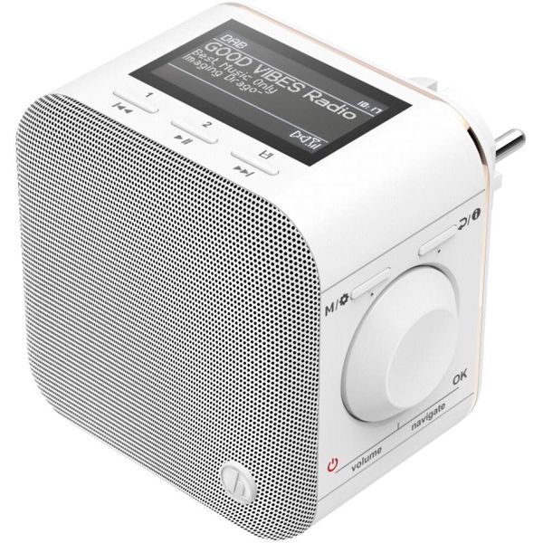 Hama Steckdosenradio DAB+/DAB Digitalradio klein(Plug in Radio mit DAB/DAB Plus/FM/Bluetooth/AUX in 3,5mm,5cmDisplay,Radio-Wecker,beleuchtetes Display,geeignet für die Steckdose)Steckdosen-Radio weiß