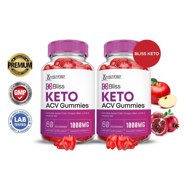 Bliss Keto ACV Gummies 1000MG Apple Cider Vinegar 120 Gummys