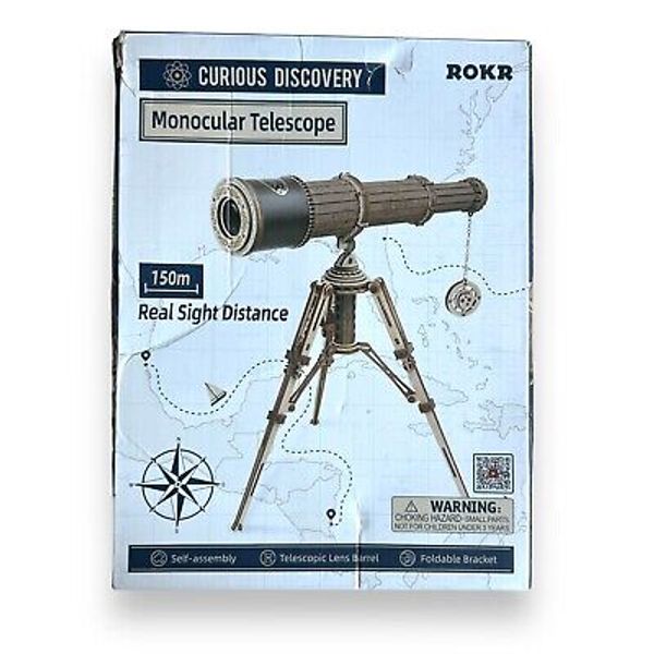 ROKR Monocular Telescope 3D Wooden Puzzle Toy Kit Best DIY Gift (Open Box)