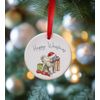 Image Industry Cavapoo Blonde Ceramic Circle Decoration Festive - Dog Gift- Hanging Decoration - Tree Decoration