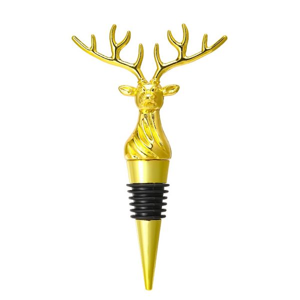 YanHLQJY Wine Bottle Stopper，Gold Reindeer Shaped Wine Bottle Stopper - Reusable Wine Saver, Fits Most Bottle Sizes，Christmas Gift (Gold)