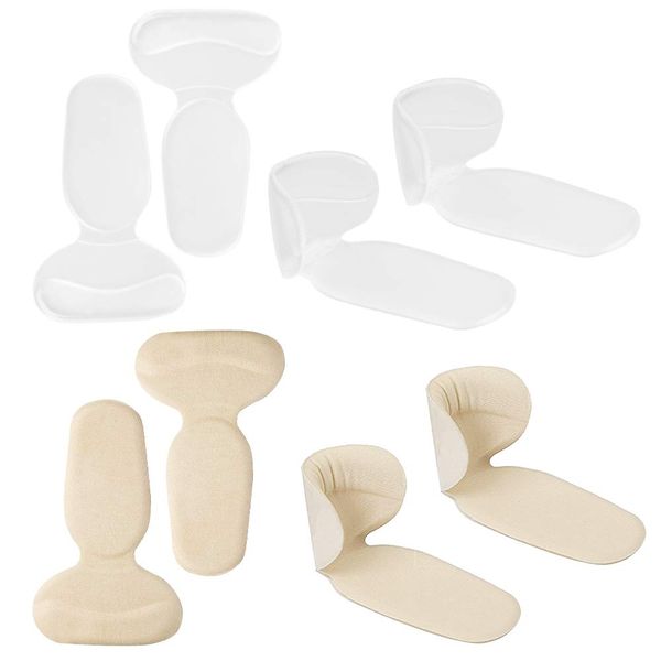 Dadabig 4 Pairs Heel Grips, Heel Cushion Insert High Heel Cushion Silicone Shoe Pads Anti-Slip Heel Grips Insert Liners High Heel Pads Back of Heel Protector, Beige and Transparent Colors