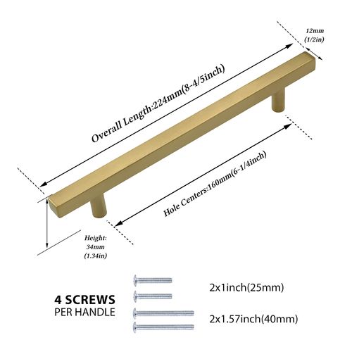 LONTAN 5 Pack Gold Kitchen Handles 160mm Brass Door Handles Gold Wardrobe Handles Brass Cupboard Handles Cabinet Door Handles Gold Cupboard Handles Gold Drawer Pulls