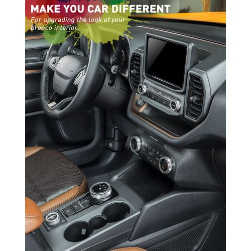 Savadicar CKT02 Billet Aluminum Control Knob Trim Sets, Headlight/4WD/HVAC Climate Control Knob Bezels, Air Conditioner/Radio Switch Cover for 2021-2025 Ford Bronco Sport, Interior Accessories, Silver