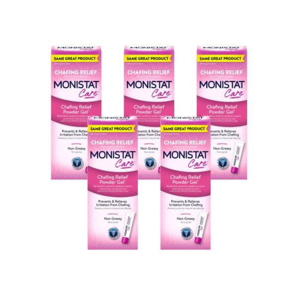 MONISTAT Care Chafing Relief Powder Gel, Anti-Chafe Protection, 1.5 oz. (Pack of 5)