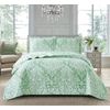 Online Bedding Quilted Patchwork Bedspread - Hypoallergenic, Machine Washable Duvet & Pillowcases Bedding Set (Damask Green, King)