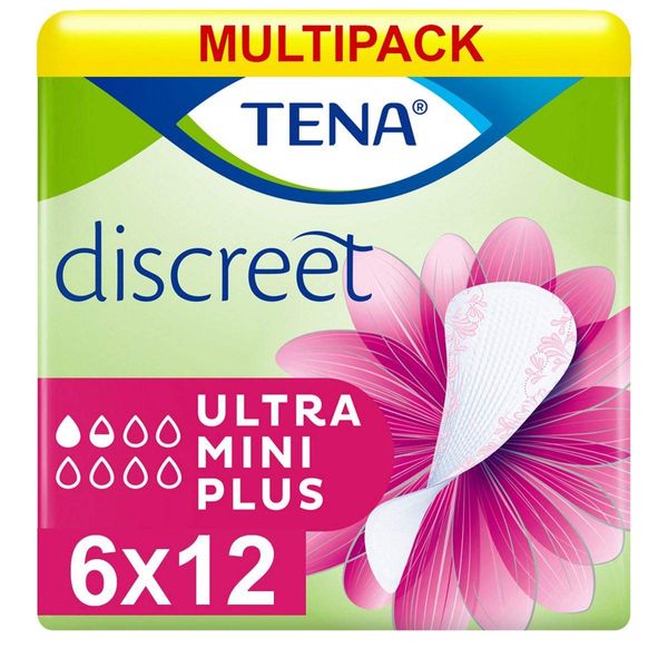 Multipack 6X TENA Discreet Ultra Mini Plus (140ml) 24 Pack Incontinence Protection