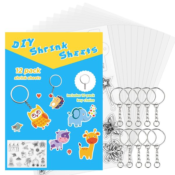 SOFIRE Shrink Film Sheets for Shrinky Dinks, 123 PCS Plastic Shrinky Art Paper Kit for Kids Art and Craft