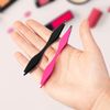 NUOMI 2 Pack Eyebrow Tweezers Double Ends Stainless Steel Tweezers Makeup Tools with Slant/Pointed Tips for Removing Facial Hair, Ingrown Hair, Pink and Black