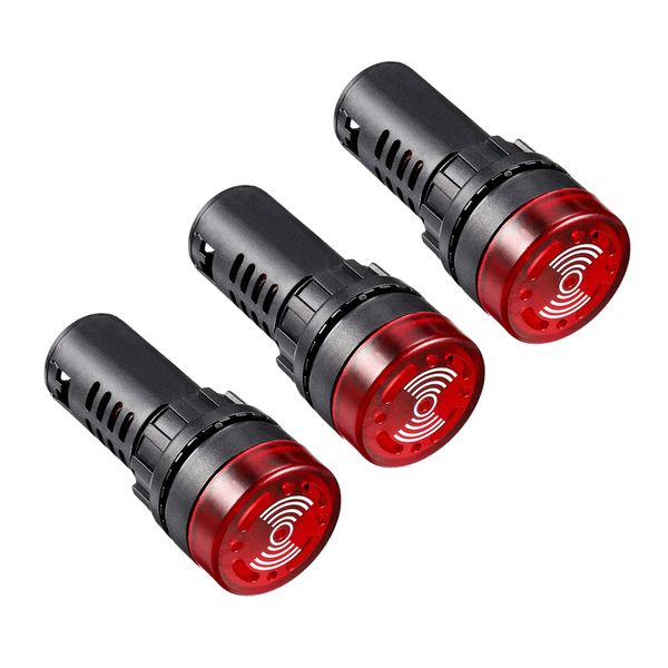 YOKIVE 3 Pcs LED Indicator Light, Panel Indicator Alarm with Buzzer, Easy Recognition, Great for Electrical Control Panel (Red, AC/DC 12V, 22mm)