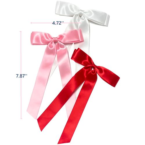 Hair Bows for Women Coquette Bow Girls Hair Bow Clips Satin Ribbon Bows for Hair Cute Hair Accessories for Women Short Hair, Silky Hair Ribbon Bow Clips 6PCS