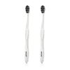 LINHART Extra Soft Toothbrush – Teeth Whitening Toothbrush with Multi Length Bristles, White with Black Bristles, 2 Pack