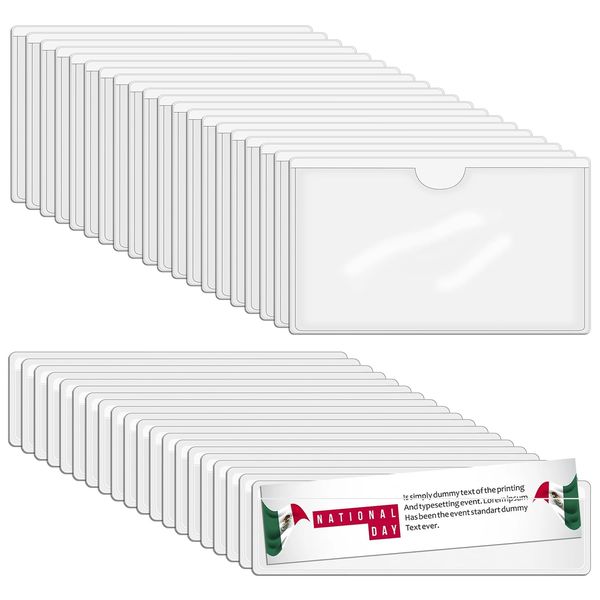RNHDLY 60 Stück Etikettenhalter Selbstklebend, 10 x 6 cm und 11 x 3 cm Beschriftungsfenster Selbstklebend Etiketten Halterung, Visitenkartenhüllen Selbstklebend Transparent Wasserfest