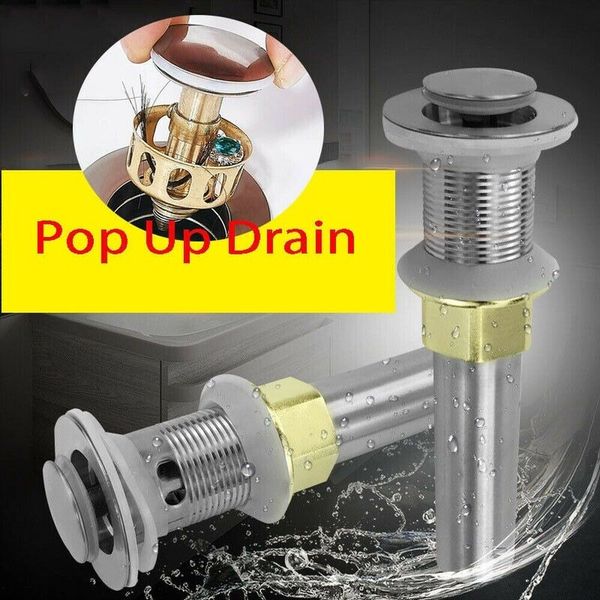 Bathroom Sink Drain with Overflow Vanity Pop Up Drain Stopper Assembly Vessel