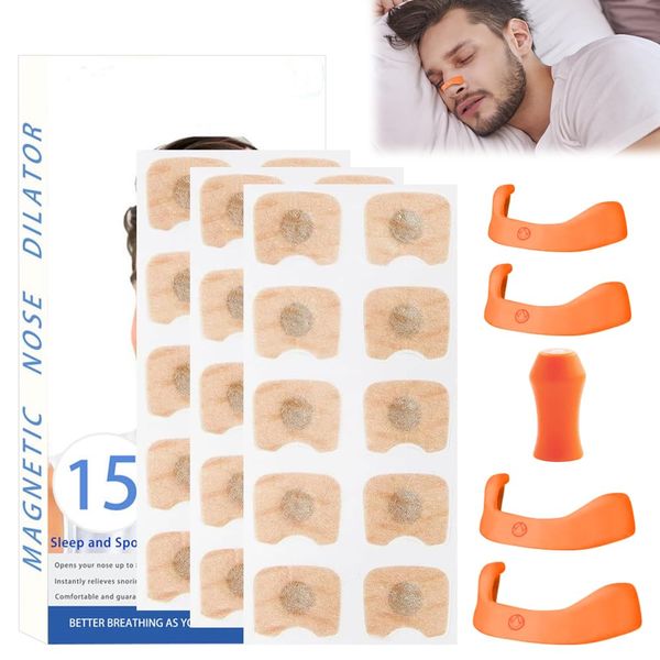 30 Pieces Int-a-ke Breathing Nasal Strip, Magnetic Anti-Snoring Sleep Nasal Strips Magnetic Nasal Strips Anti Snoring Nasal Strips Int-a-ke Breathing Nose Magnets Long-Lasting Anti-Snoring Equipment