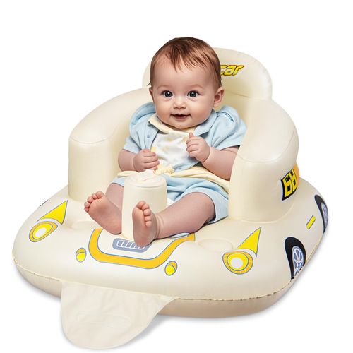 JOSEN Inflatable Baby Seat for Babies 3 Months & Up, Baby Floor Seats Learn to Sit Up, Portable Infant Feeding Shower Chair, Blow Up Baby Chair with Built in Air Pump - Cool Car