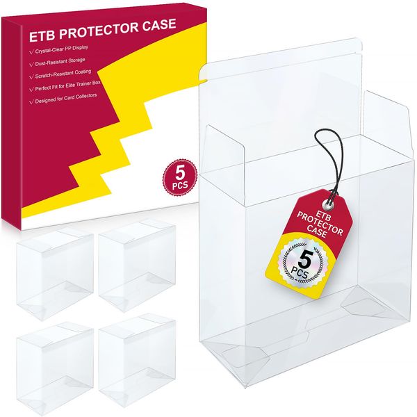 【5 Pcs】PKMN ETB Protector Case, Elite Trainer Box Protector, ETB Box Plastic Display Case-Compatible with Elite Trainer Boxes, 0.5mm Thick, Scratch-Resistant Material