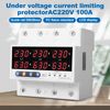 DEWIN Voltage Protector, 3 Phase Din Rail Voltmeter Ammeter AC220V 100A Over Under Voltage Current Limit Relay Protector
