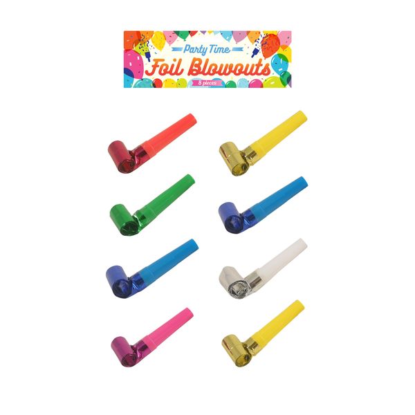 Henbrandt 8x SILENT Party Blowers for Kids 8-Pack Metallic Foil Party Blowouts Birthday Wedding Halloween Xmas Stocking NYE Box Party Bag Favours Loot Bag Fillers for Boys and Girls