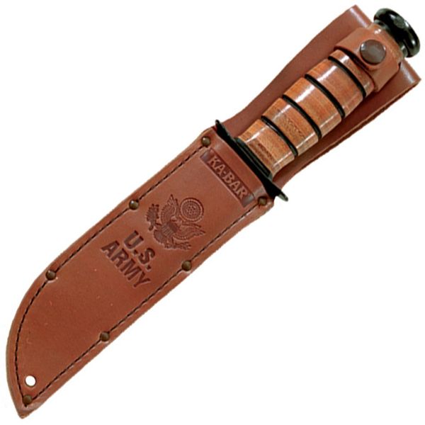 Ka-Bar 1220 US Army Straight Edge Fighting/Utility Knife with Leather Sheath , Beige, 7" Blade