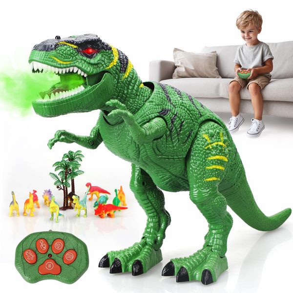 STEAM Life Remote Control Dinosaur Toys for Kids 3-5 5-7, Light Up & Realistic Roaring Sound, T rex Dinosaur Toys, Electronic Walking Dinosaur Toys, Dinosaur Robot Toy for Kids Boys Girls (Green)