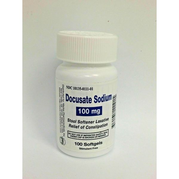 Docusate Sodium (generic Colace) 100mg Stool Softener 100ct Exp July 2025(07/25)