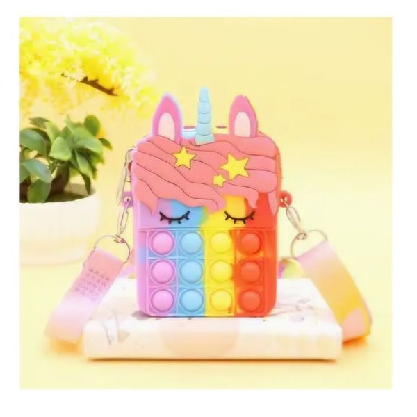 Pop it Purse Shoulder Bag Unicorn push Bubble Fidget Sensory Toy Christmas Gift