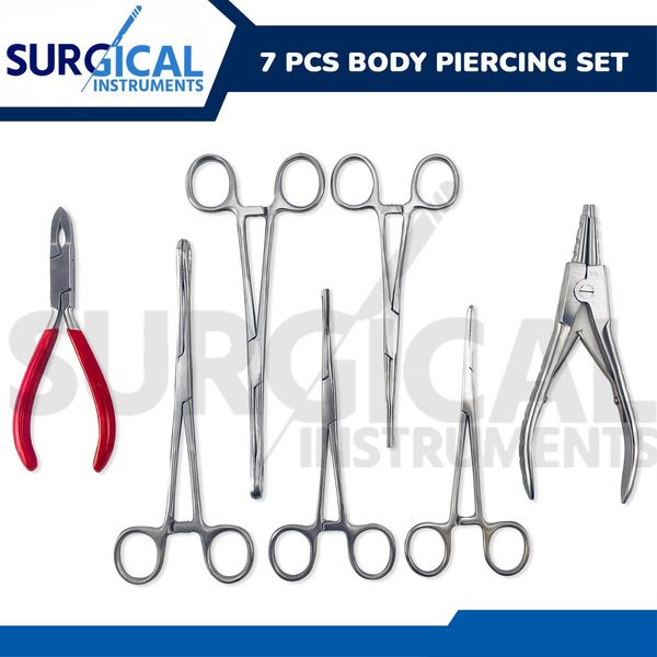 7 Body Piercing Instruments Kit Tools Pennington Forceps Stainless German Grade