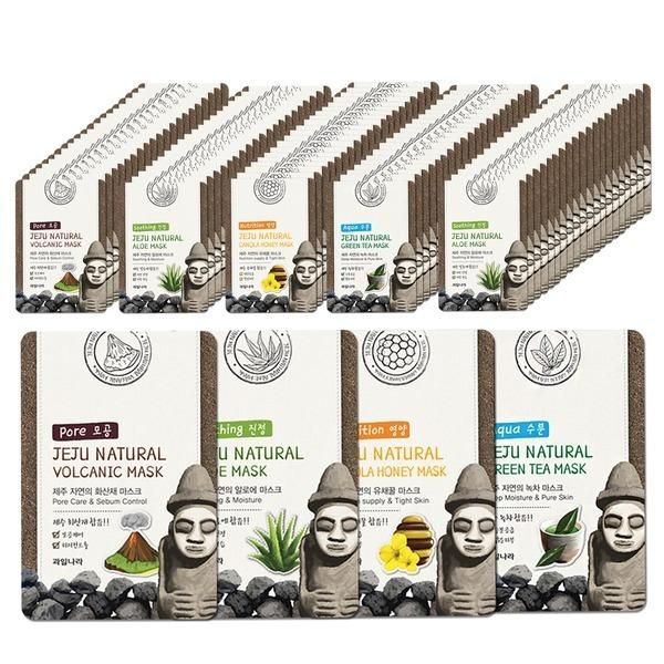 Fruitland Jeju Nature Mask Pack 100 sheets / Green tea aloe rapeseed honey volcanic ash moisture moisturizing soothing nutrition