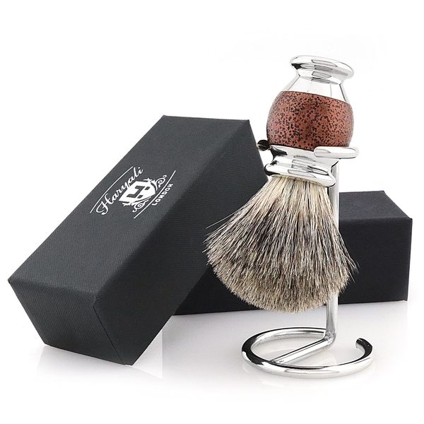 Haryali London Shaving Brush - Black Badger Shaving Brush - Elegant and Antique Design - Badger Hair Shaving Brush - with Antique Maroon Color - A Perfect Match to Your Shaving Kit