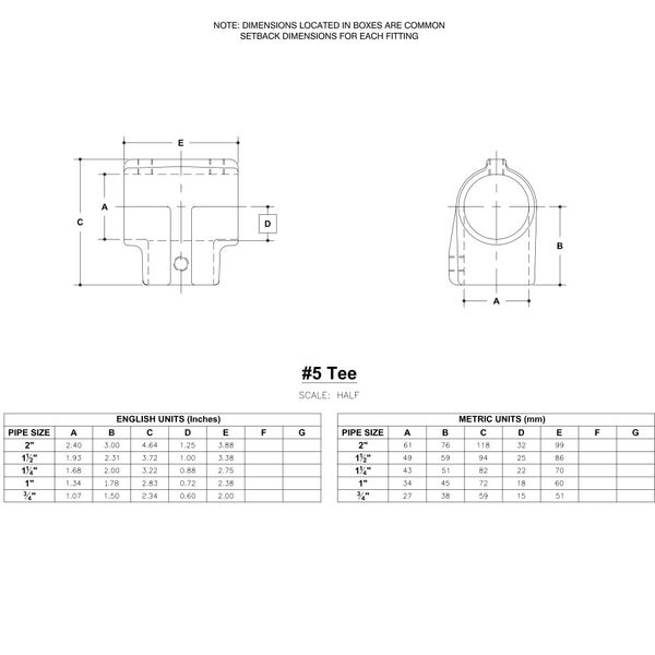 Hollaender 5-5 Tee Aluminum Magnesium 3/4" IPS (1.09" ID)