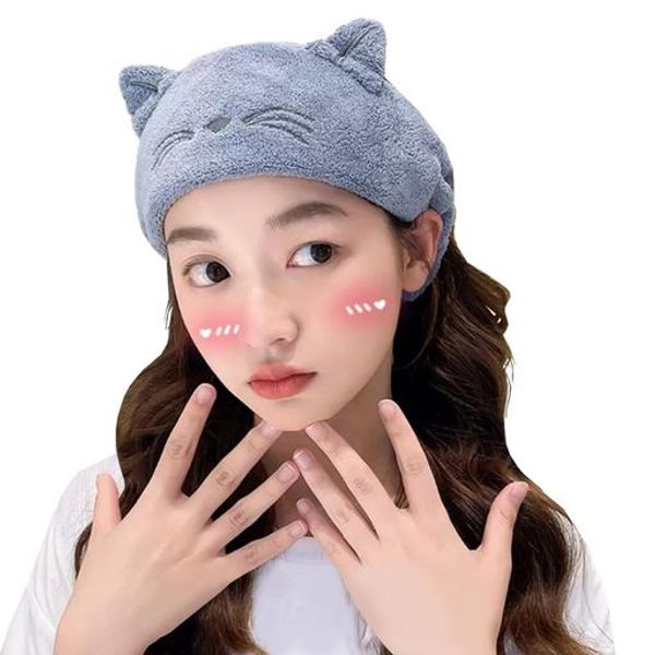 ROKUTAN Cosmetic Bear Headband for Washing Face Cute Headband Cat Free Size Soft Headband Shower Cap (Royal Blue Cat)