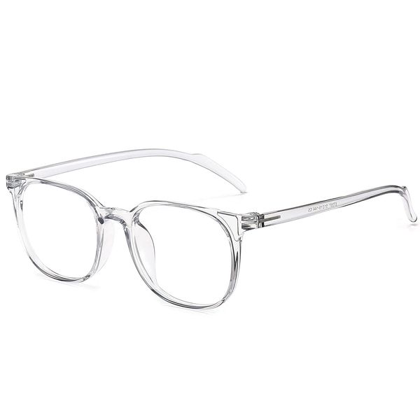 ANRRI Blue Light Blocking Glasses Square Eyeglasses Frame Filter Blue Ray Computer Game Glasses, Clear-red, Medium