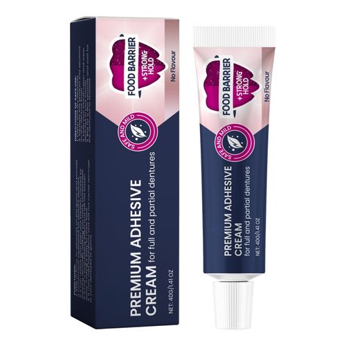Adhesive Cream, Extra Strong for Dentures, Denture Adhesive with Natural Formula, Thermoplastic Denture Adhesive for Long-Lasting Adhesion, Easy to Use for Denture Adhesive