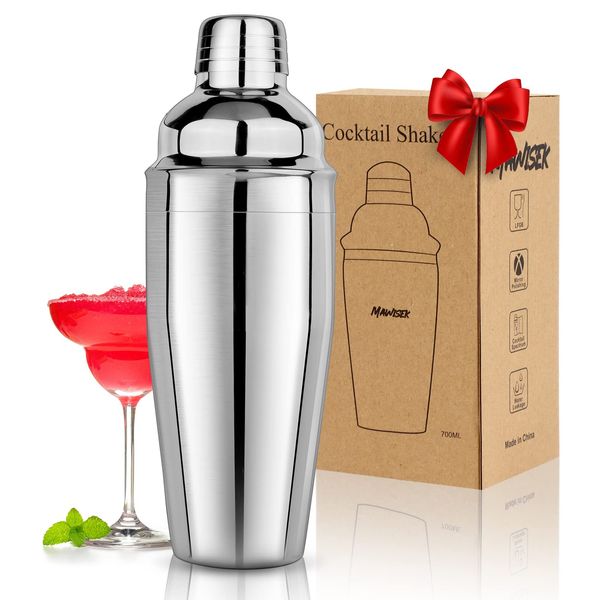 Cocktail Shaker 25oz Martini Shaker Bar Shaker Drink Shaker Bar tools with Built-In Strainer for Bartender, Professional 18/8 Stainless Steel Margarita Mixer for Mixed Drinks