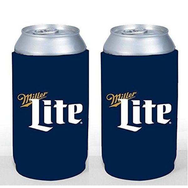 Miller Lite 16oz Beer Can Cooler Holder Kaddy Coolie Huggie Pounder Navy Set of 2