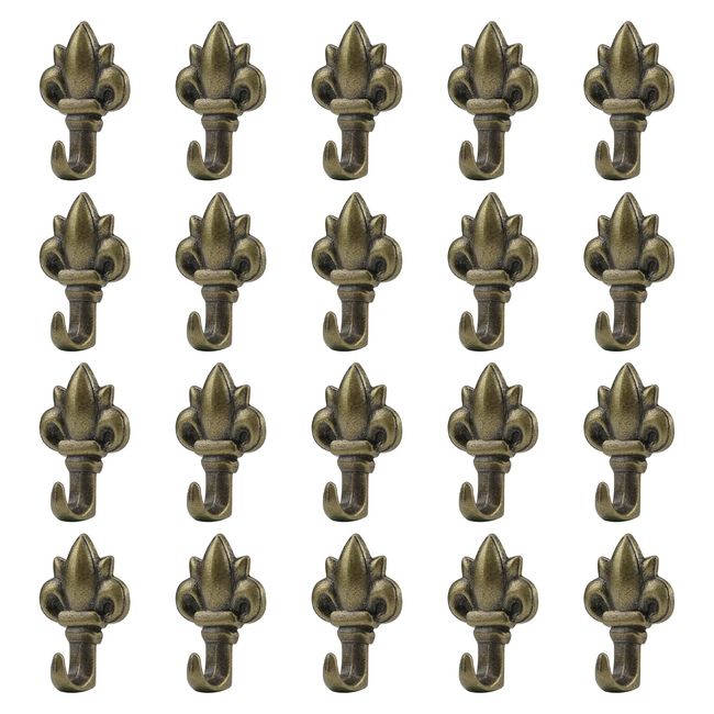 INCREWAY 20 Pcs Bronze Flower Shaped Push Hooks Vintage Picture Hanging Pin Hooks Small Wall Hooks with Nails for Hanging (Flower Shape)