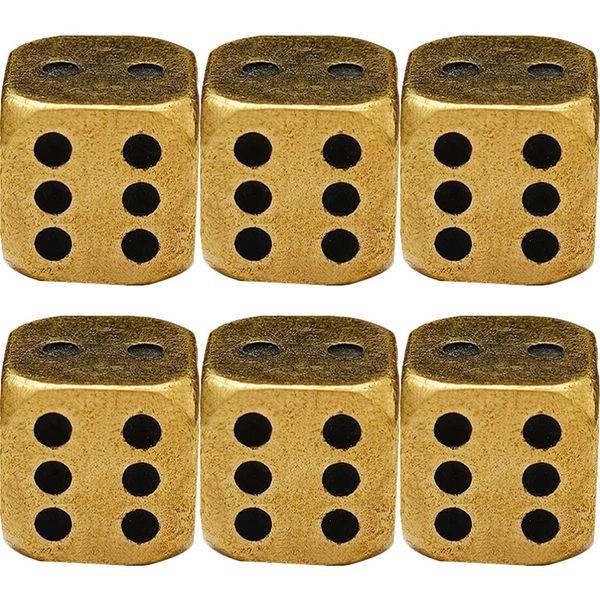 Metal Dice Set 6pcs Brass Dices Game Dice Metal Dices Poker Party Game Toy Portable Dice Man Boyfriend Club Bar Entertainment Game Accessories