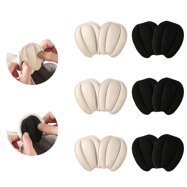 6 Pairs Forefoot Cushion Pads, Soft Shoe Tongue Pads Invisible Shoe Insert Self-Adhesive Felt Tongue Pads Non-Slip Shoe Back Sticker Shoe Filler for Women Men Loose Canvas Leather Shoe