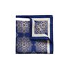 Eton SHIRTS - WHITE & NAVY GEOMETRIC PRINT SILK POCKET SQUARE