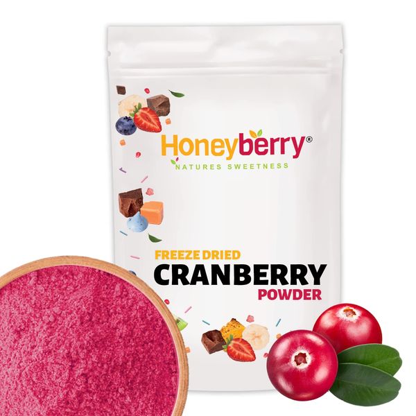 Freeze Dried Cranberry Powder 100g - No Added Sugar, All Natural & Pure Superfood Powder - Freeze Dried Powdered Cranberries Perfect for Baking, Smoothies or Desserts