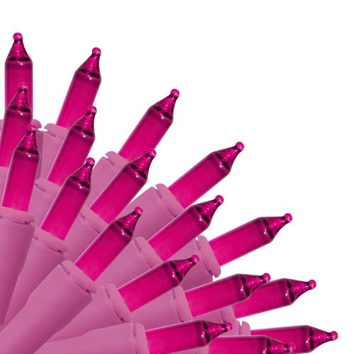 Brite Star 50 lt Designer Series Mini Light Set, Pink, Pink Wire
