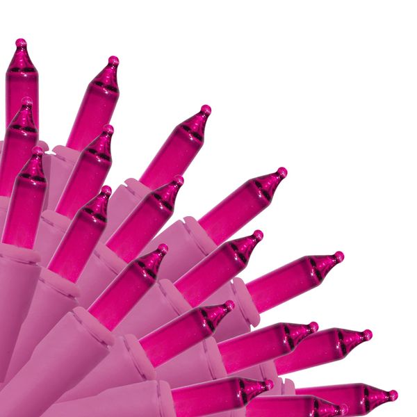 Brite Star 50 lt Designer Series Mini Light Set, Pink, Pink Wire